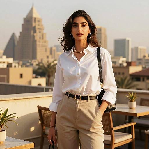 Modern Egyptian Woman Rooftop Scene