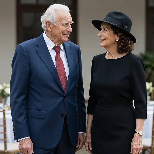 Elegant Moment: Elderly Couple in Attire