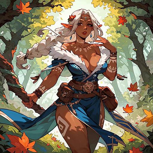 Autumn Elf Druid with Magic Staff