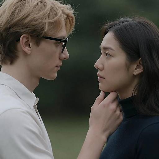 Intimate Side Profile of Two People