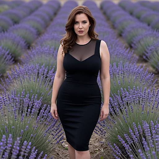 Elegant Woman in Lavender Field