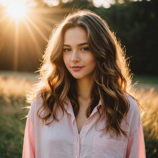 Young Woman in Pink Shirt During Golden Hour