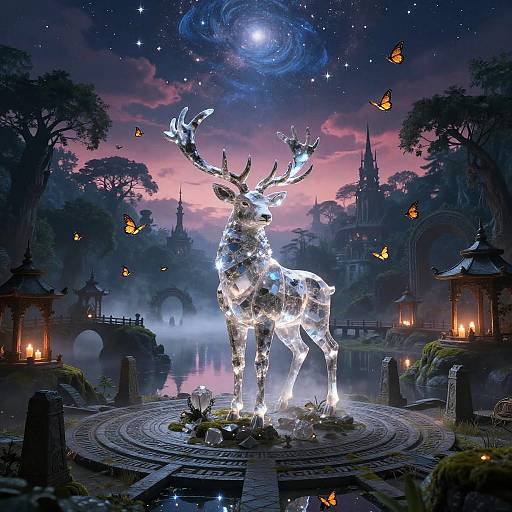 Celestial Crystal Stag in Twilight Forest