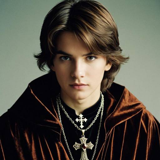 Young Man in Warlock Costume with Cross Necklaces