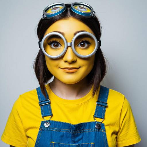 Woman in Minion Costume with Neon Makeup
