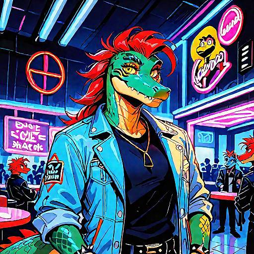 Athletic Anthro in Nightclub Scene