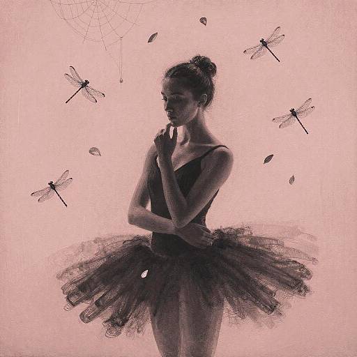 Monochrome Ballerina in Surreal Atmosphere