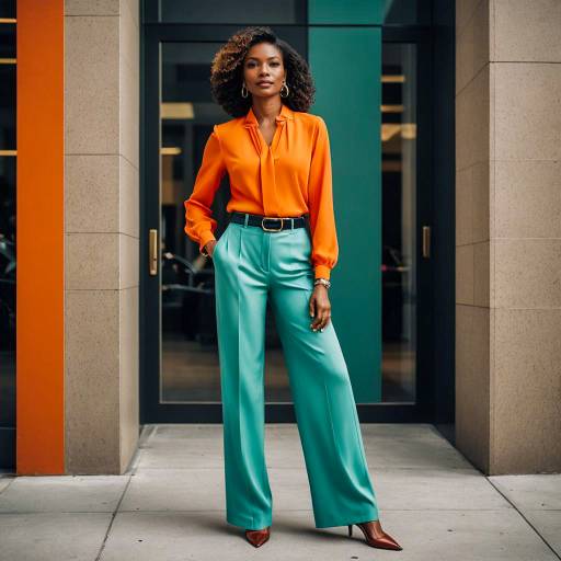 Business Woman in Wide-Leg Pants Outfit