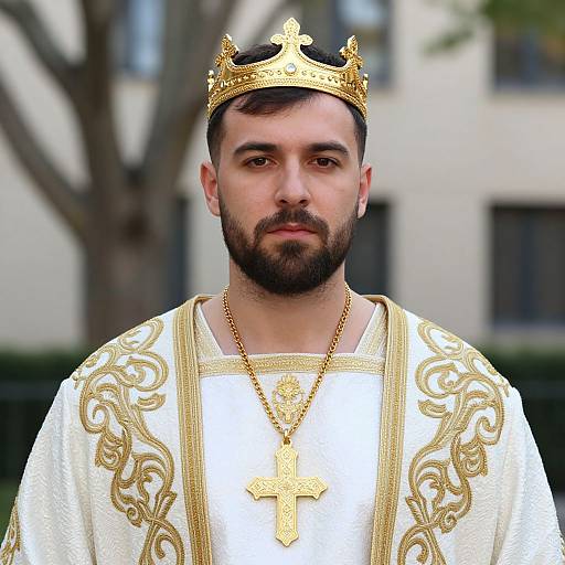 Regal Bearded Man in Ornate Attire