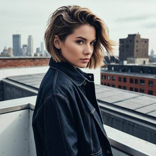 Woman with Taper Cut Hairstyle on Urban Rooftop