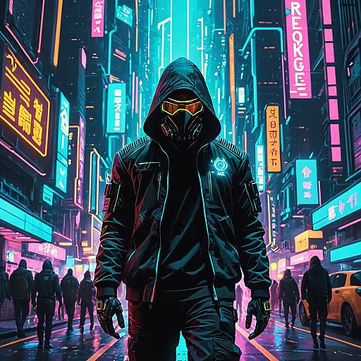 Rogue Hacker in Neon Futuristic City