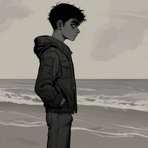Monochrome Male Profile at the Beach