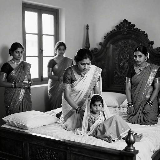 Serene Black-and-White Bedroom Scene
