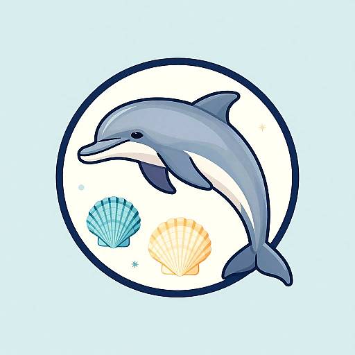 Nautical Dolphin and Sea Shell Logo