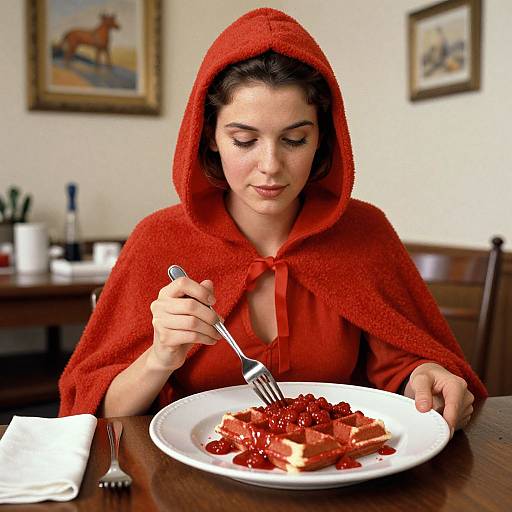 Hyperrealistic Red Velvet Waffles Ad