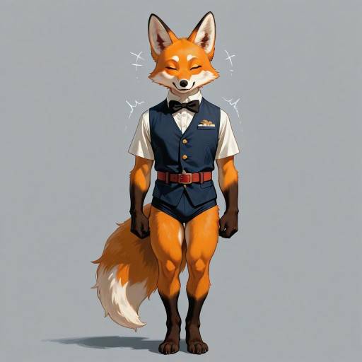 Playful Fox Boy in Stylish Outfit