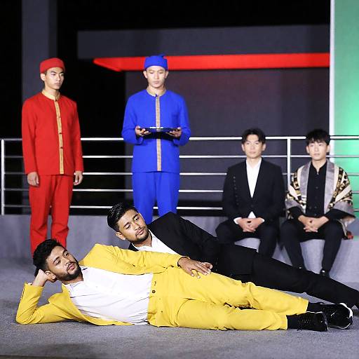 Vibrant Nightstage Gathering with Traditional Attire