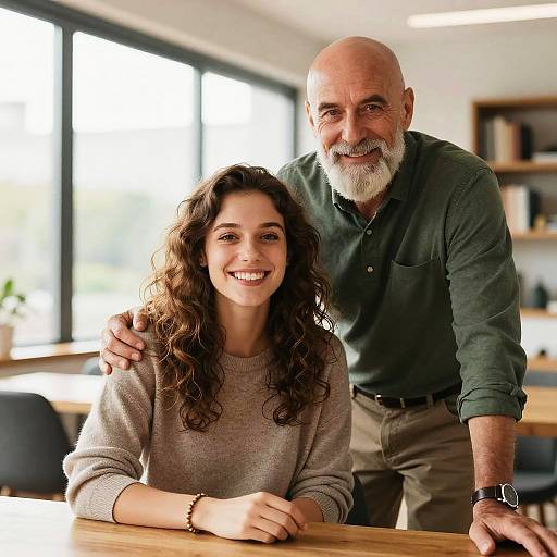 Smiling Young Woman and Older Man