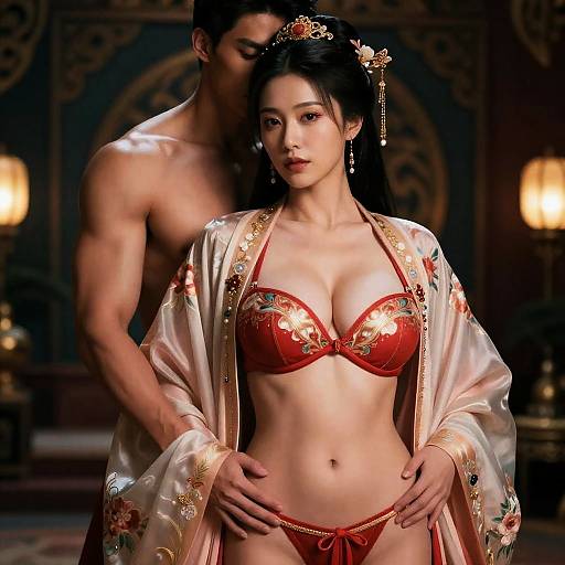 Couple in Traditional Chinese Inspired Lingerie