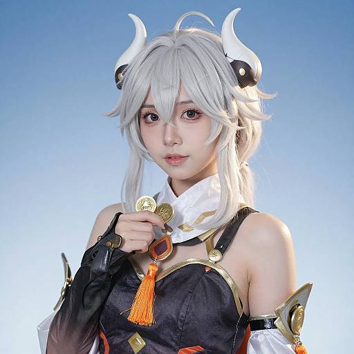 Asian Cosplayer with White Horns