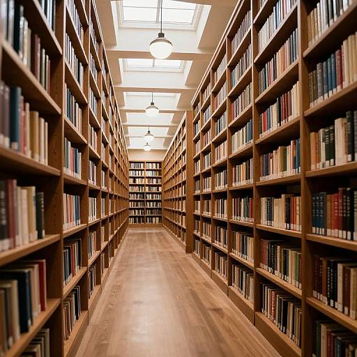Grand Library Corridor with Bookshelves