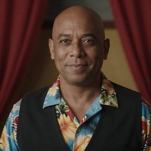 Portrait of a Cheerful Bald Man