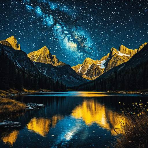 H.R. Giger Inspired Starry Night Over Lake