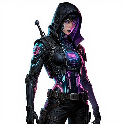 Cyberpunk Hacker in Neon Metaphysics