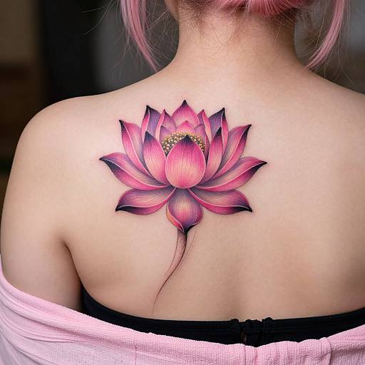 Vibrant Pink Lotus Tattoo Portrait
