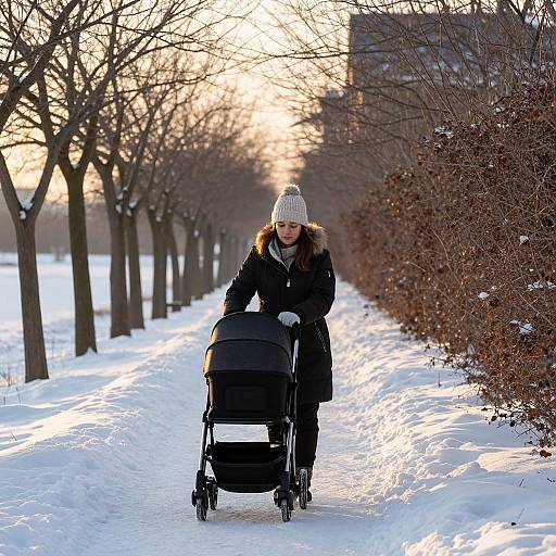 Winter Stroll with Baby Stroller