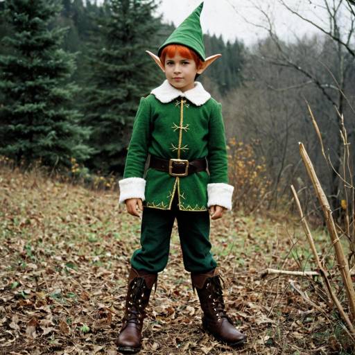 Boy in Bad Elf Costume Outdoors