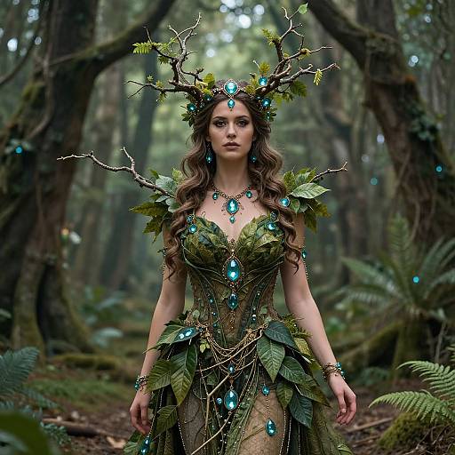 Mystical Woman in Enchanted Forest
