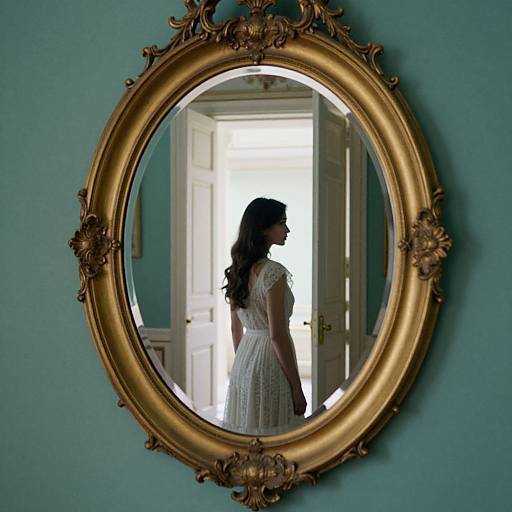 Elegant Oval Mirror with Woman Silhouette