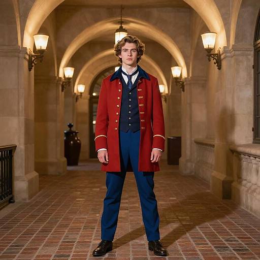 Gaston-Inspired Costume in Rustic Hallway