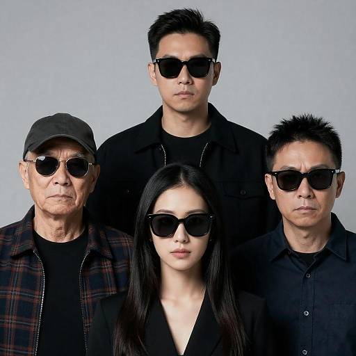 Dramatic Portrait of Four Intense Individuals