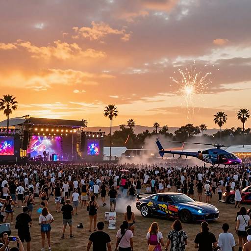 Vibrant Sunset Music Festival Scene