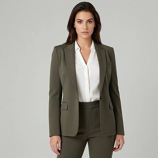 Elegant Woman in Olive Green Suit