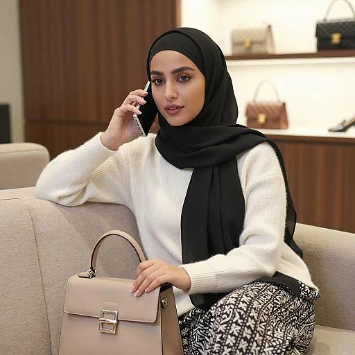 Young Woman Talking on Phone Indoors