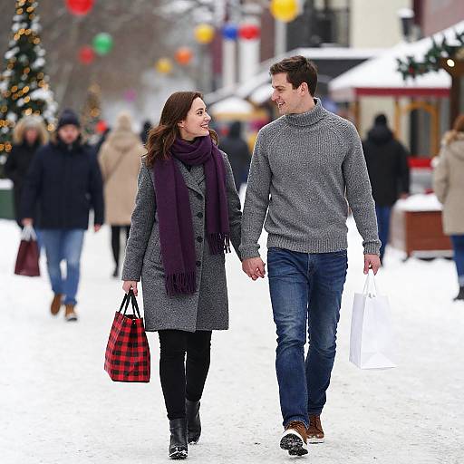 Romantic Winter Stroll in Snowy Wonderland