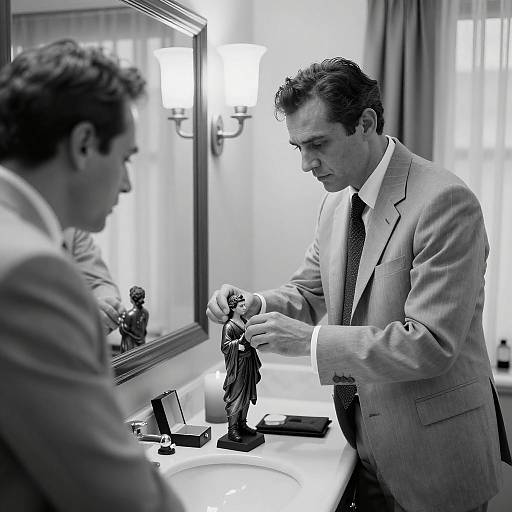 Serious Reflection in a Stylish Bathroom