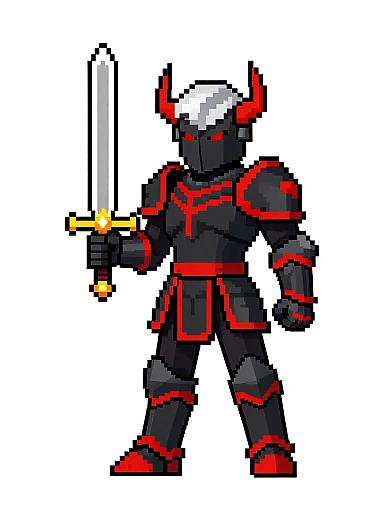 Pixel Art Knight in Infernal Armor