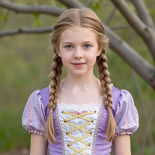 Young Girl in Rapunzel Costume
