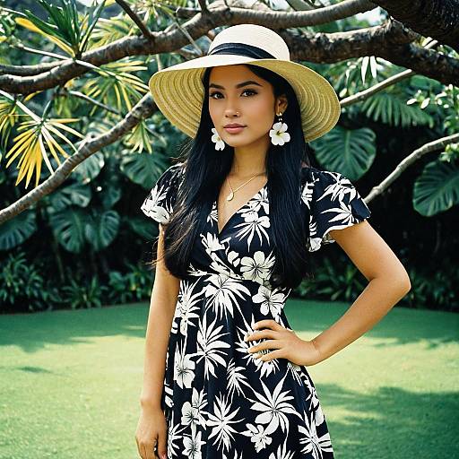 Stylish Hawaiian Dress with Floral Details