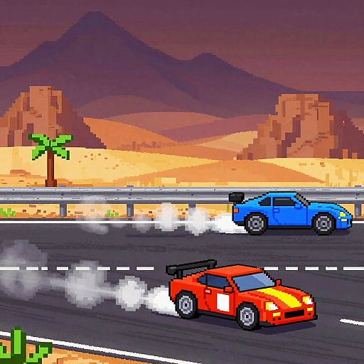 Retro 2D Racing Pixel Art