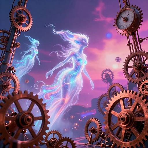 Surreal Steampunk Neon Dreamscape