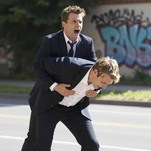Two Men in Suits Arguing Outdoors