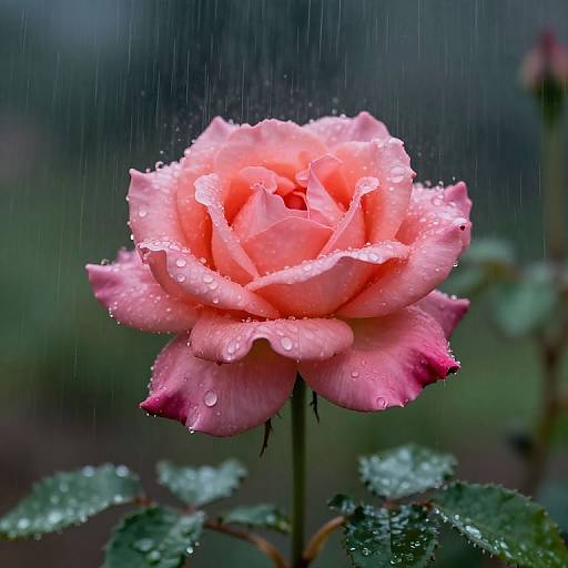 Rose Blooming in the Rain