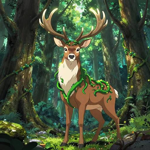 Majestic Emerald Stag Anime Guardian