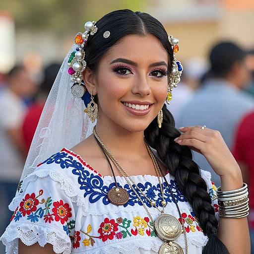 Realistic Portrait of Mexican Woman in Costume
