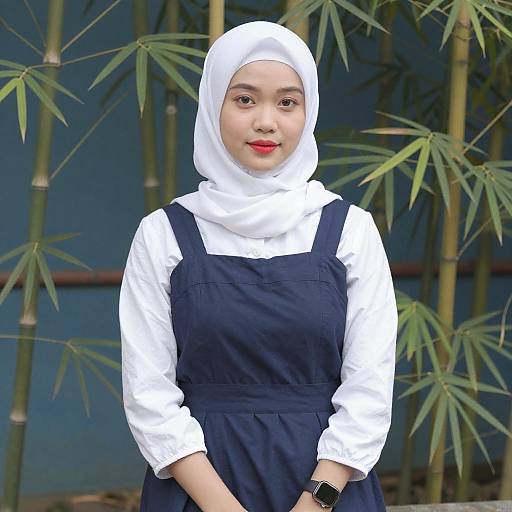 Young Asian Woman in White Hijab